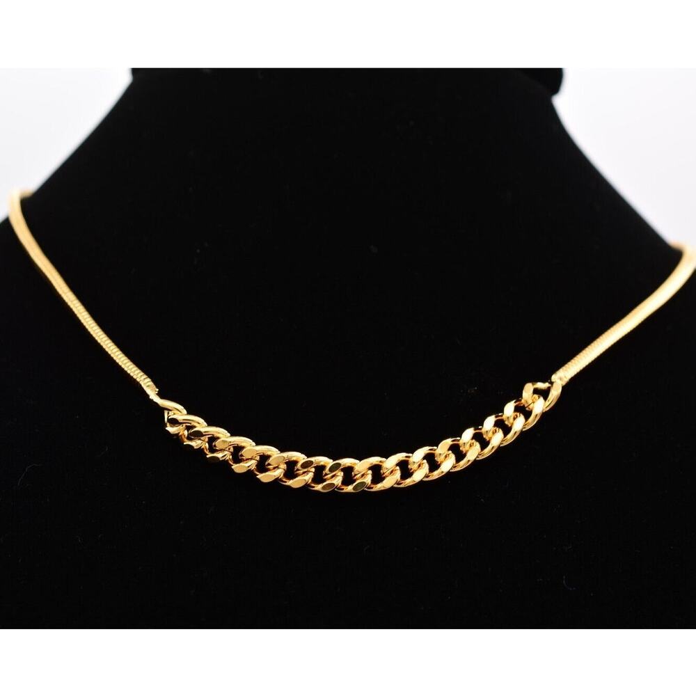 Vintage 16" Snake Chain Collar Necklace Linked Gold Tone Minimalist NOS 90s A20